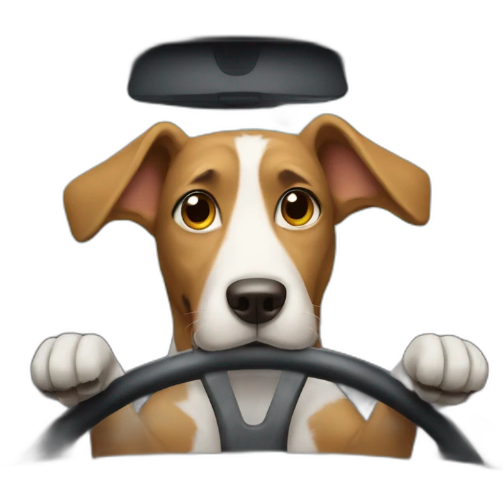 dog driving tesla emoji