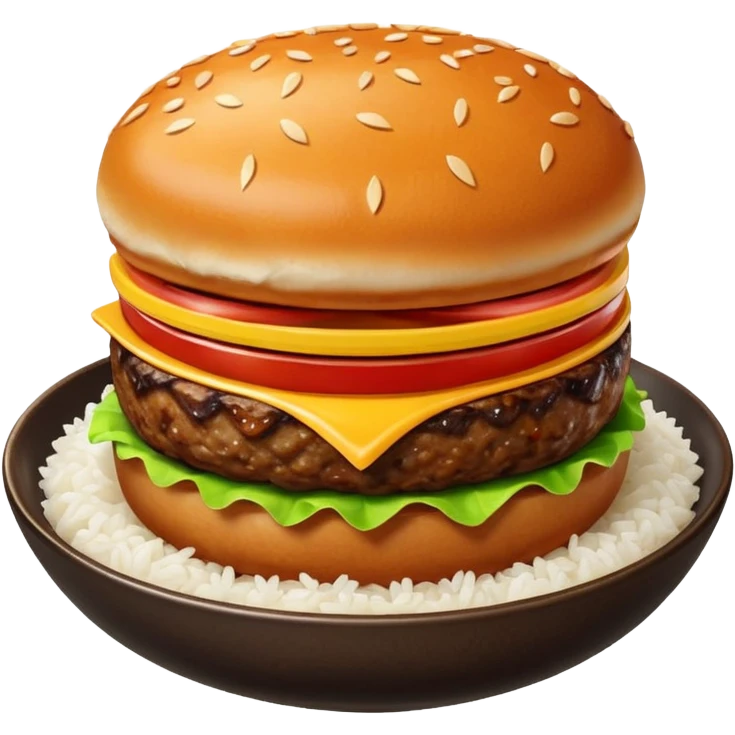 I want a hamburger patty on a bowl of rice. just the meat patty not bun, lettuce, cheese, tomato, etc emoji