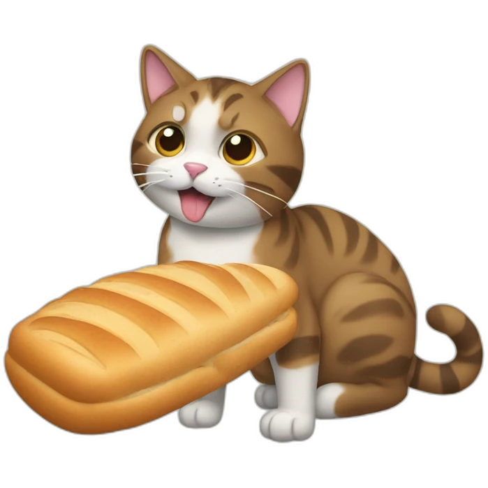 A cat eating a bread emoji