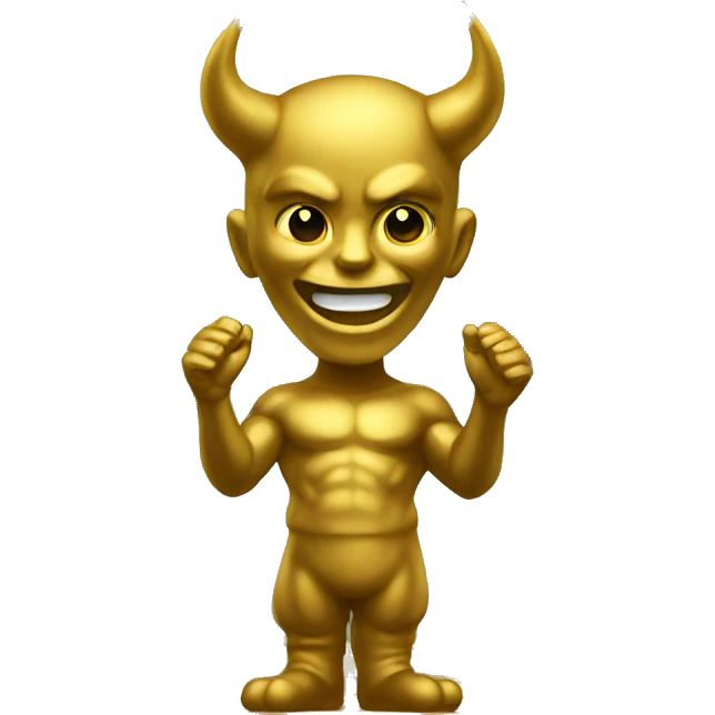 Golden devil standing statue emoji