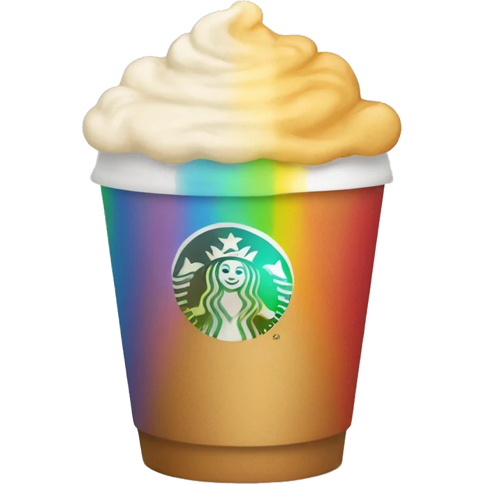 Starbucks with rainbow emoji