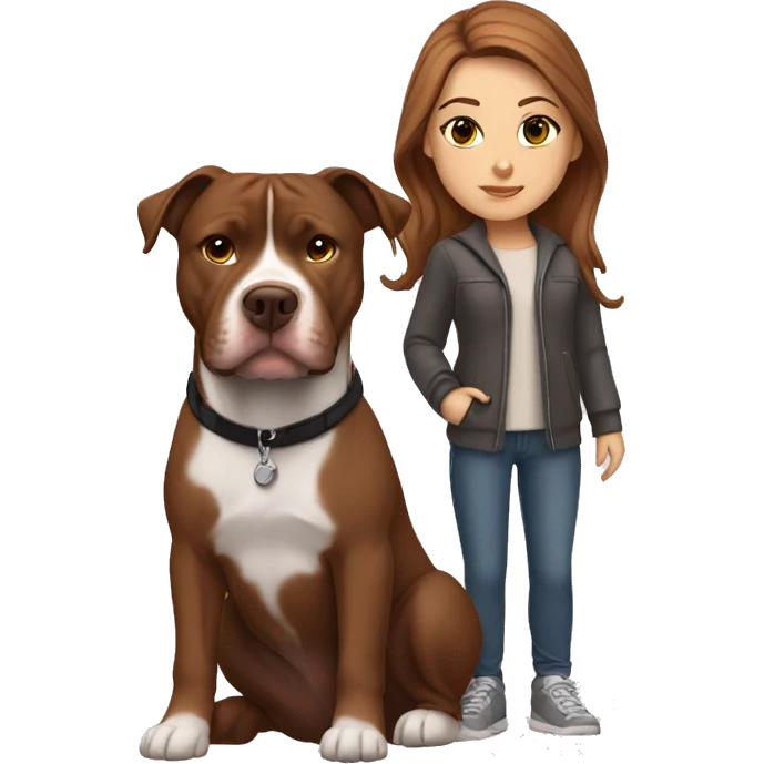White Girl with brown hair with a pitbull emoji