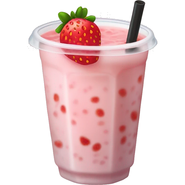 Strawberry milk tea with lychee boba emoji