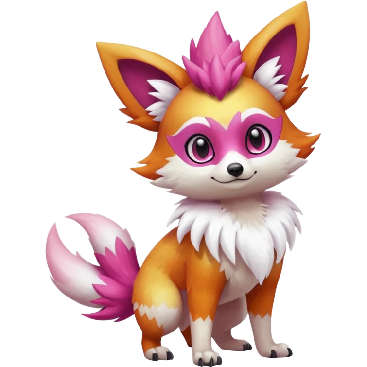 Electric girly feminine elegant lanky realistic shiny glittery shimmering shimming snowy white pink magenta feathery Fennekin-Growlithe-Electrike-fusion-Fakemon-Pokémon-creature (full body) emoji