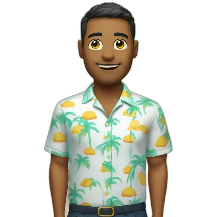 a Hotel guest in a beach shirt emoji