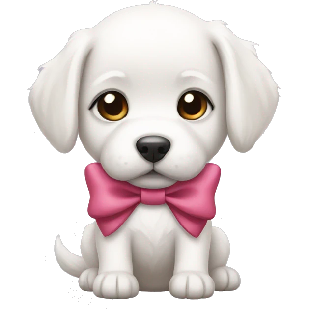white puppy with a bow emoji
