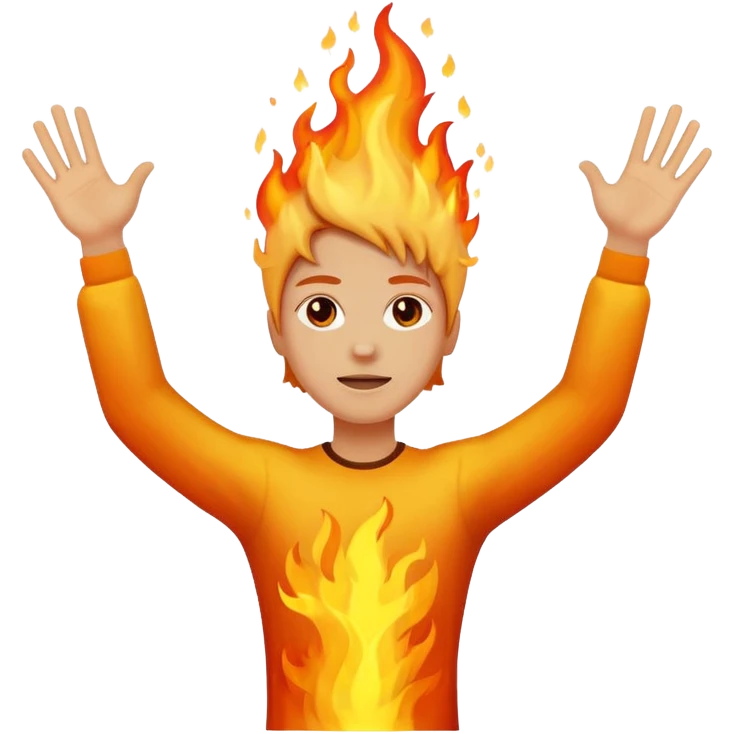 Person on fire with raised hands emoji