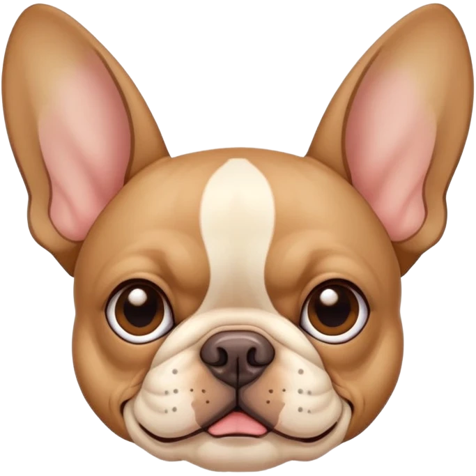 tan french bulldog head with distinctive bat ears and flat nose emoji