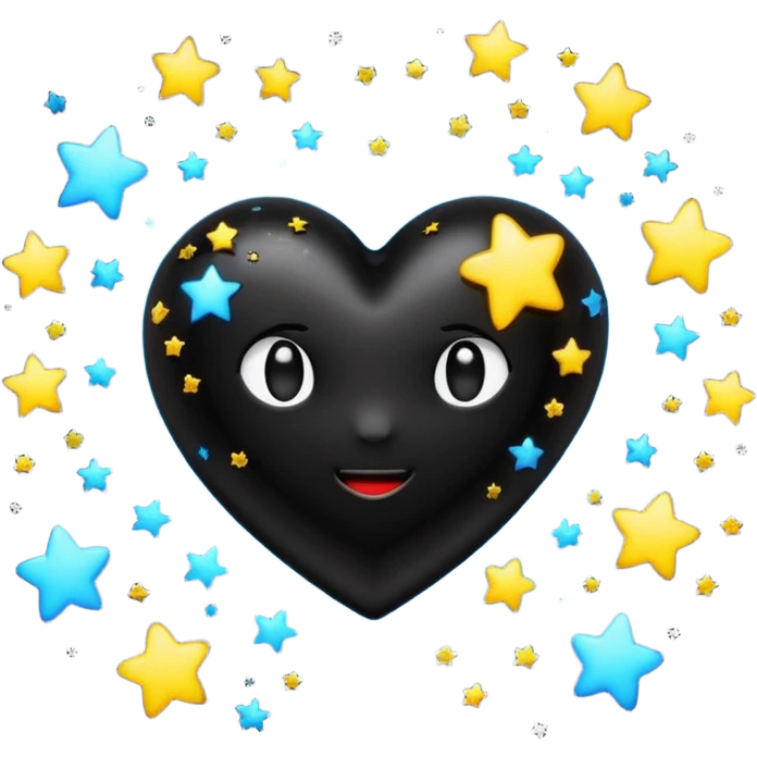 emo heart with shooting stars and dark sky emoji