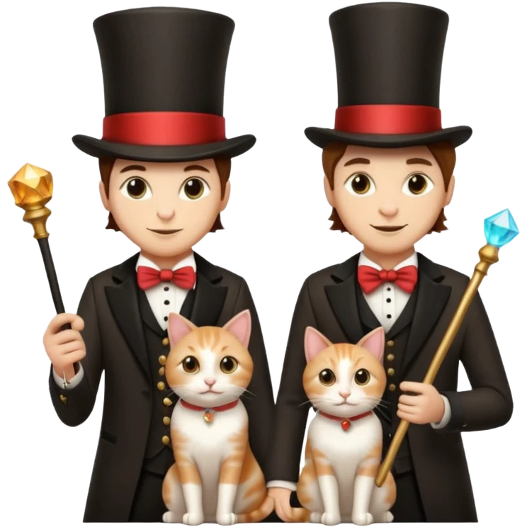 magician couple and their pet cat emoji