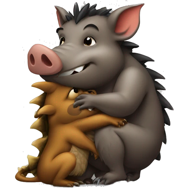 wild boar hugs dragon emoji