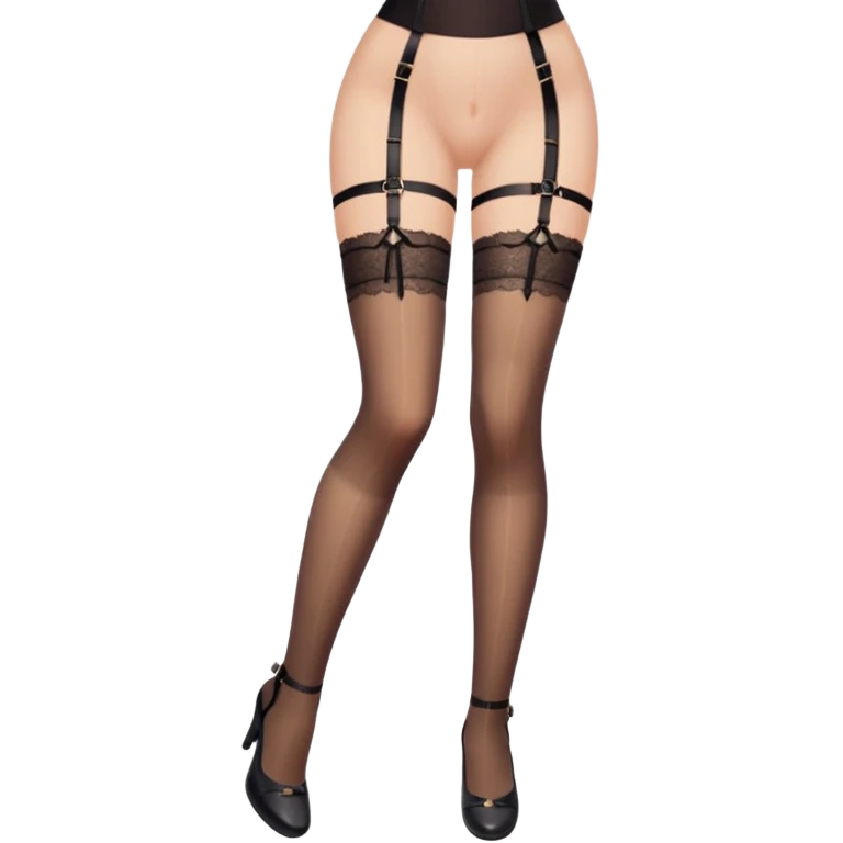 Lacey thigh high with garter belt nude color emoji