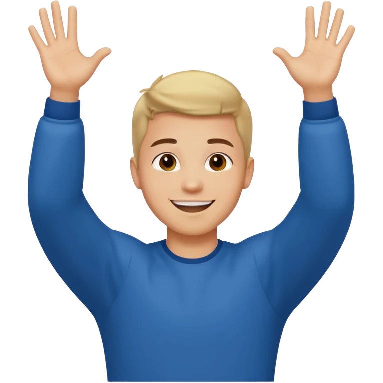 Young man doing celebration pose emoji