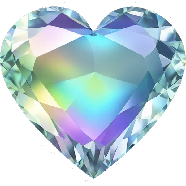 Heart shaped 56-carat iridescent diamond emoji