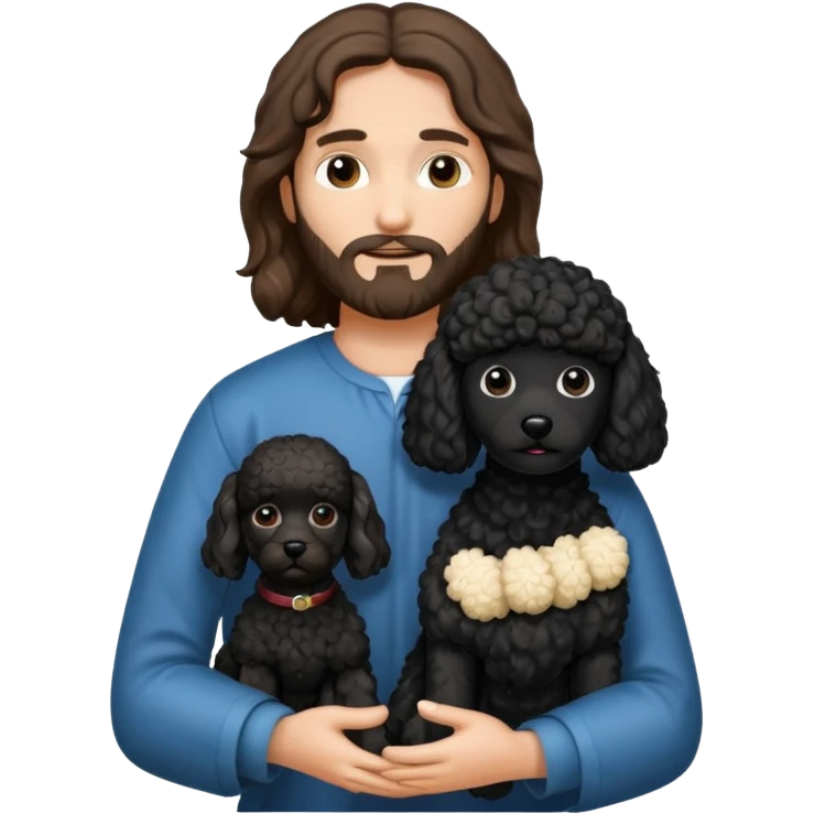 Jesus holding a black poodle  emoji