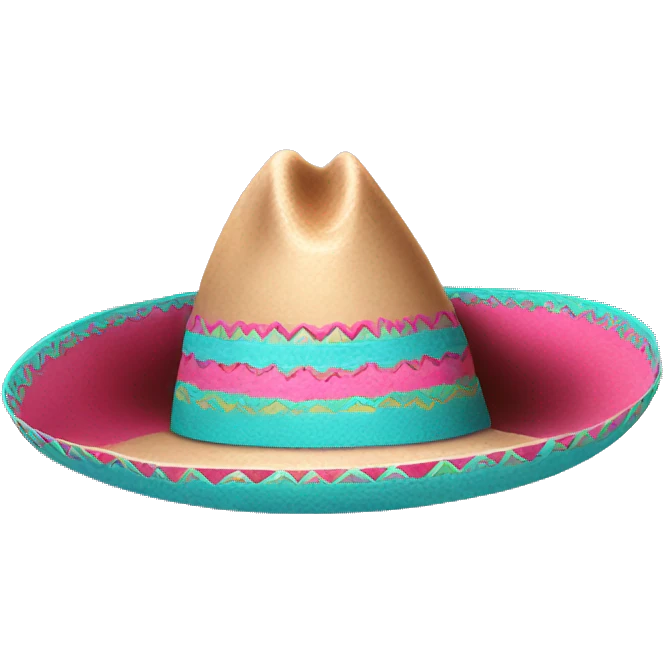 Realistic isolated pink and turquoise  sombrero  emoji