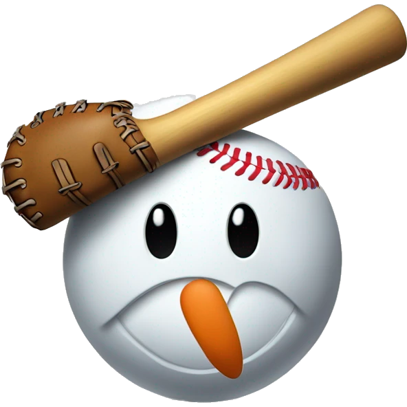 snowman with baseball glove and baseball bat emoji