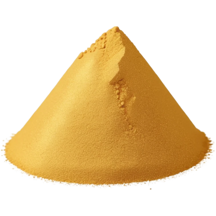 small mound or light scatter of fine golden-beige powder with slightly crystalline texture and dry matte finish, tiny uniform grains, neutral dissolvable ingredient, no spoon or packaging, soft lighting, subtle shadows, emoji scale emoji