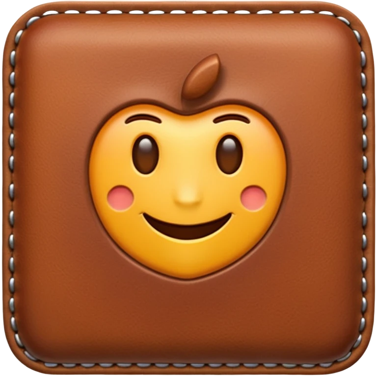 Apple-style 3D emoji of a flat rectangular piece of leather fabric, with stitched edges, soft texture but slightly shiny, representing industrial leather as material. emoji