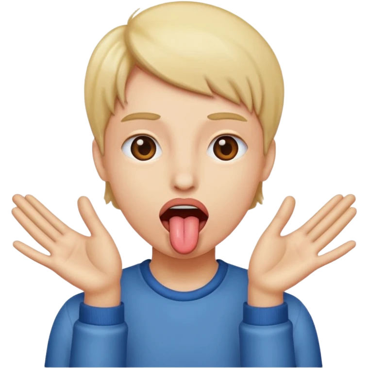 Tongue out with hands facing inward emoji
