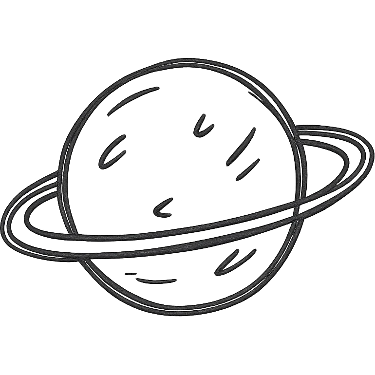 hand drawn outline of a planet, simple, black emoji