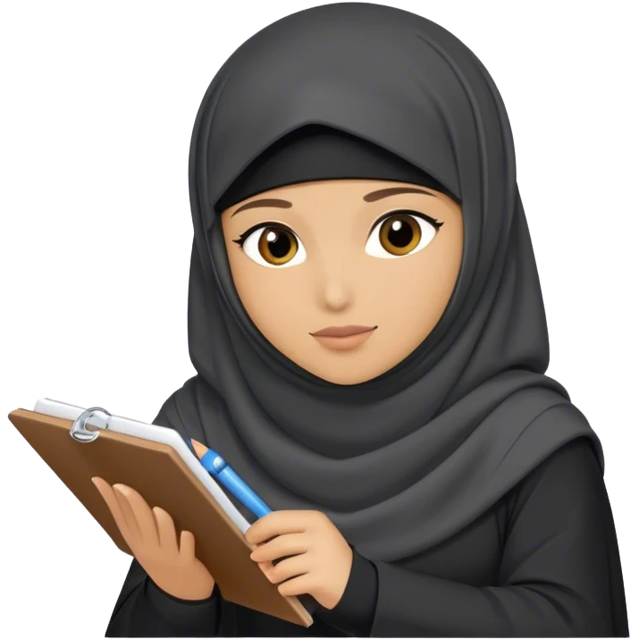 muslim niqabi writing in notebook emoji