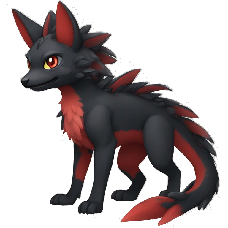 Anthro Cute cool black red nargacuga animal hybrid Fakemon full body emoji