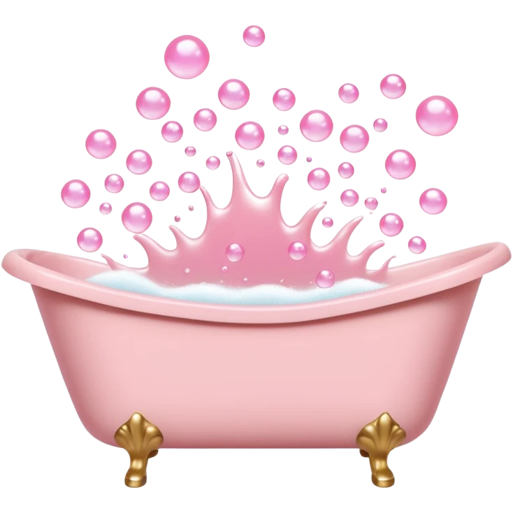 A light pink bathtub filled with light pink bubbles, overflowing with foam. Bubbles are rising upward above it. emoji