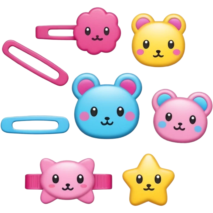 Kawaii decora hair clips emoji