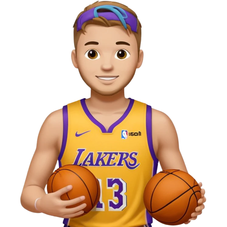 Luka doncic in Lakers uniform with basketball emoji