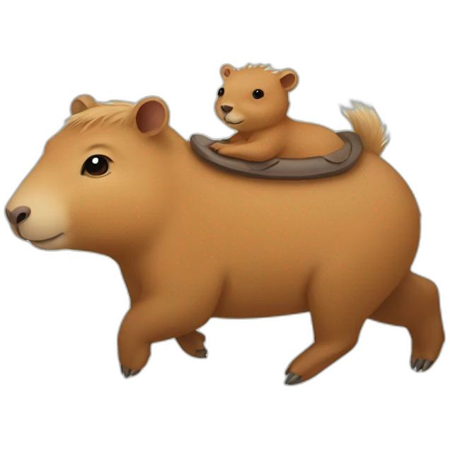 little capybara riding on capybara emoji