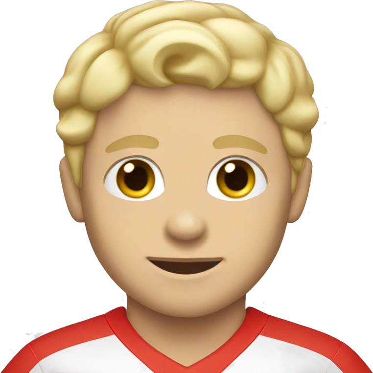 Blonde hair white boy soccer player wearing red jersey emoji