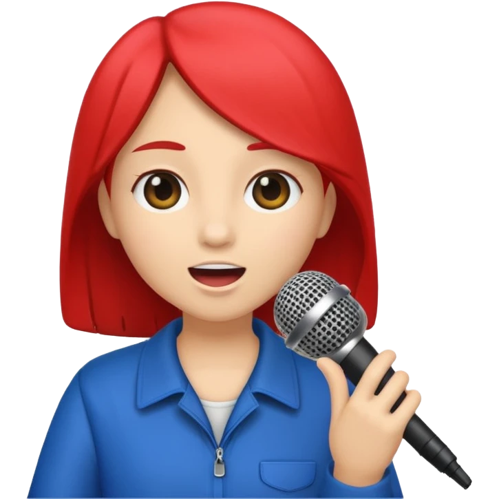 A girl singing with mic emoji