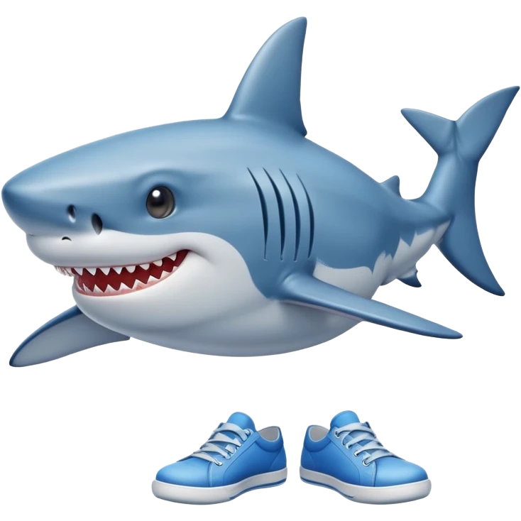smiling shark wearing blue shoes emoji