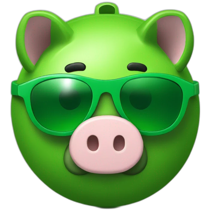 green piggybank with green sunglasses emoji