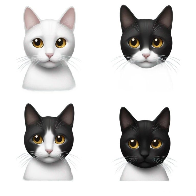 two cats one black and one black and white  emoji