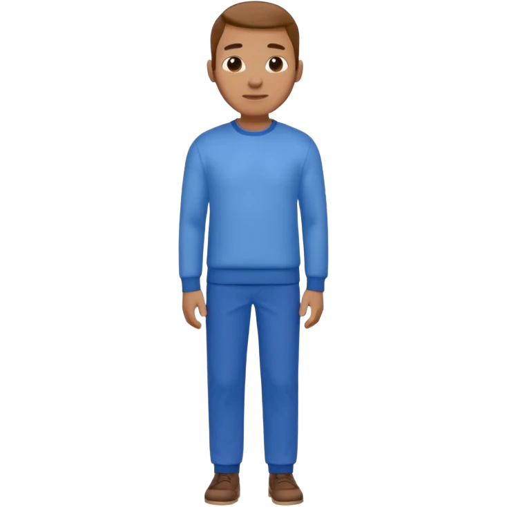 man in blue jumper with a shirt underneath and blue chinos trousers emoji