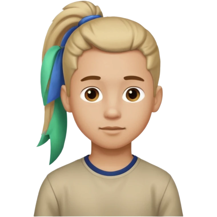 boy with ponytail, 3/4 view emoji