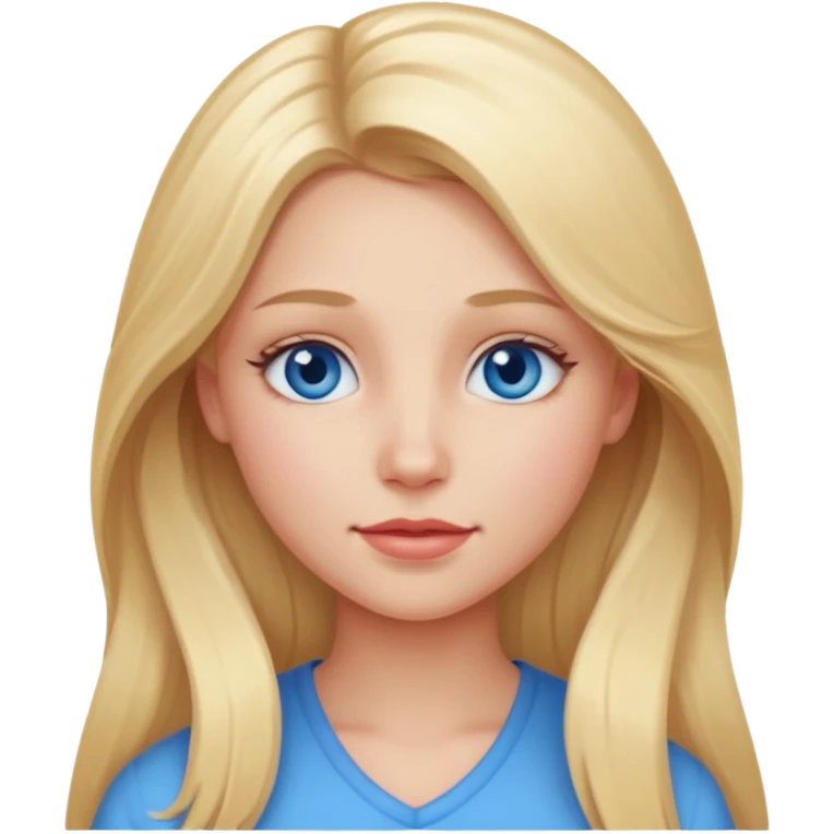 Красива дівчина блондинка з довгим волоссям з голубими очима emoji