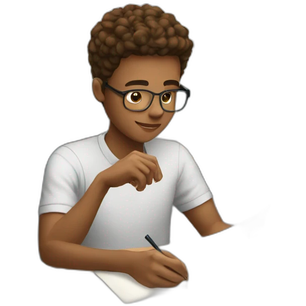 teen studying on office emoji