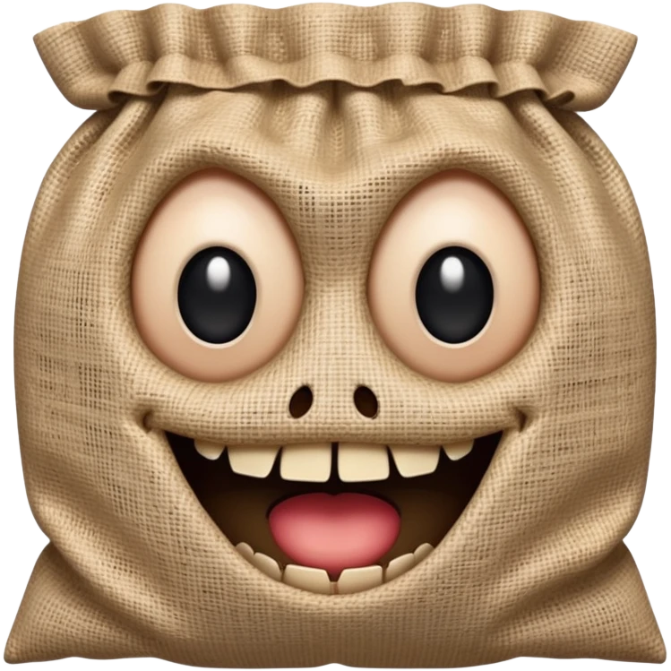 creepy burlap sack face with stitched mouth and dark hollow eyes emoji