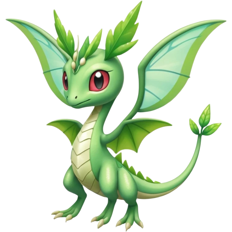 Sparkly White And Green Natural Flowery Colorful Flygon-Celebi-Fakémon-hybrid-creature (full body)  emoji