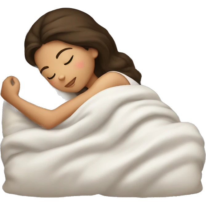 brunette girl sleeping cozy emoji