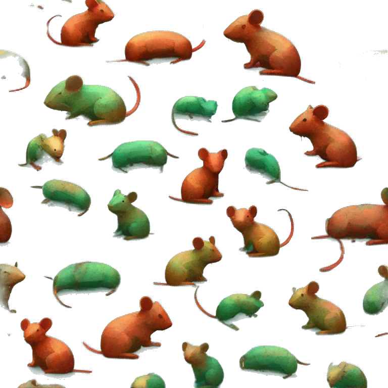 Black red gold green cyan rusty grunge effect scratched patina rat mouse puppy scorpion tail stinger pixel 3d render low poly emoji
