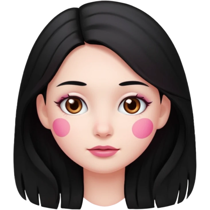 Clean girl long and black Hair and pink Cheek emoji