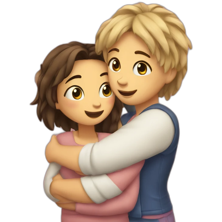 a si angirl hug a texudo cat emoji
