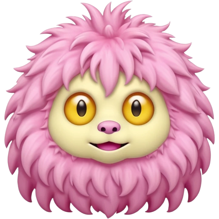 pink fluffy kind monster in soft pink, beige and yellow pastel colors emoji