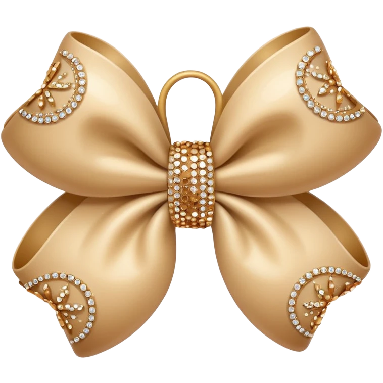 cute beige bow with sparkles and rounded loops emoji
