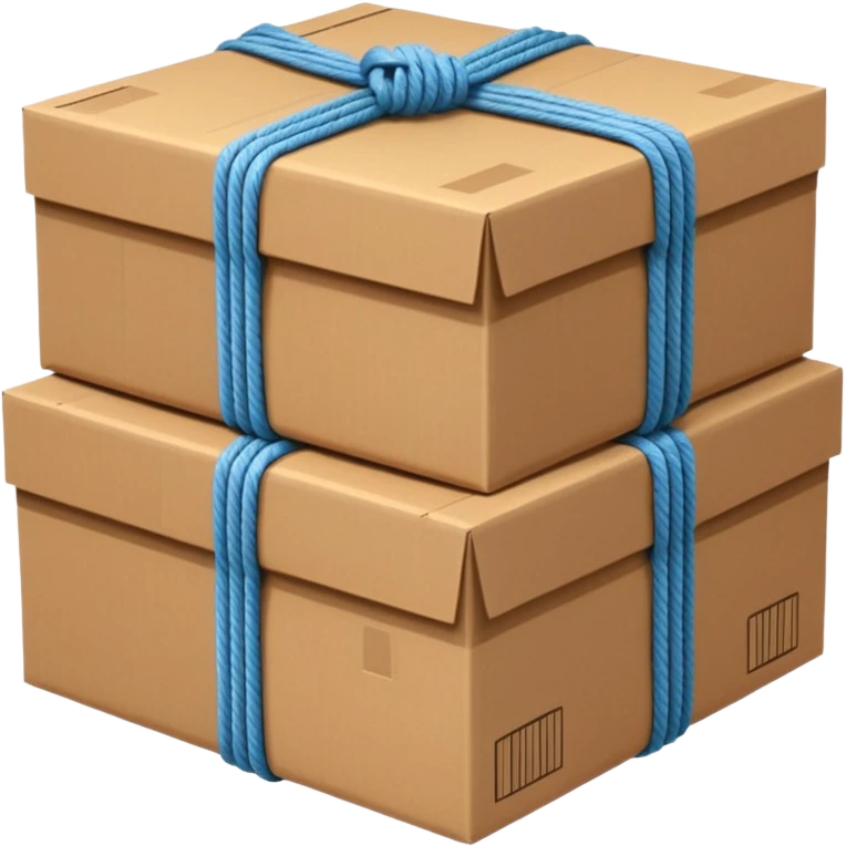 create a realistic emoji of packages wich got stabalised by ropes  emoji