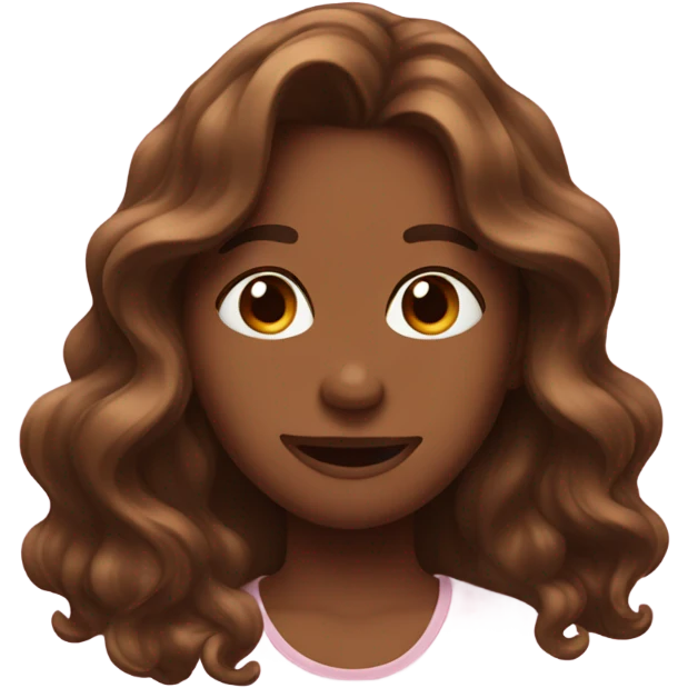 Emoji with heart eyes and laughing long brown hair emoji